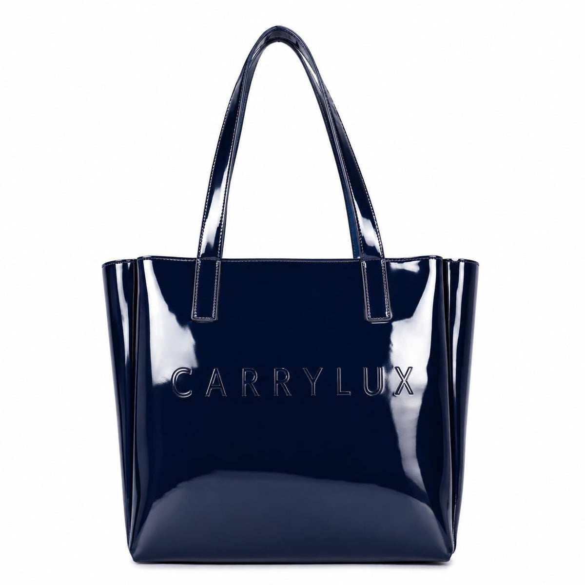Carrylux Spacious Tote Bag For Womens Handbag Ladies Purses, With Zip Closure Shining Synthetic Leather (Blue)