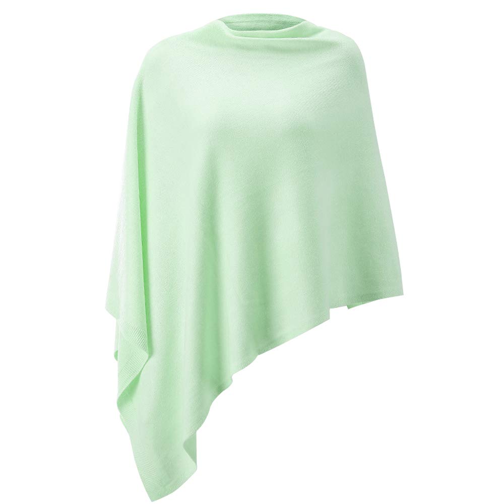 Women Ponchos Sweater Versatile Lightweight Solid Knitted Shawl Wrap Scarf Cape Accessories for Womens Light Green