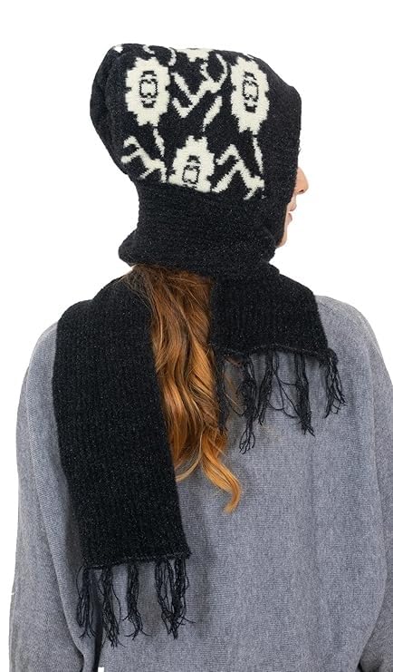 KmCho Black Woolen Muffler for Women - Soft Warm Winter Scarf - Stylish & Cozy - (Pack of 1)