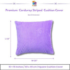 RD TREND® Cushion Cover Set of 2, Decorative Sofa Living Room Home Square Cushion Covers 16 Inch x 16 Inch, Aesthetic Corduroy Striped Double Sided (Lavender)