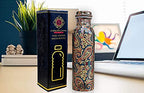 DSH Copper Bottles for Water 1 Litre Printed Design with Fine Art Work, Yoga Water Bottle 1000 ML (Color 07)