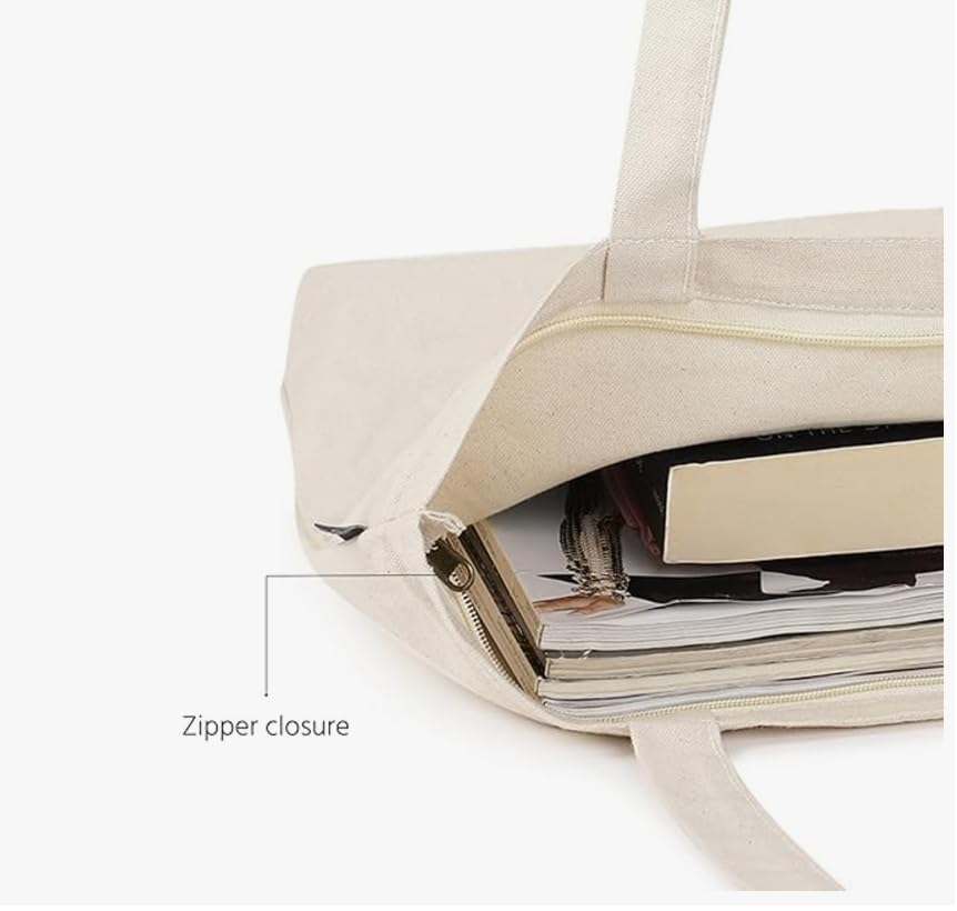 THE SACK CO. Foldable Canvas Tote Bag for Women,Tote Bag for College Girls, 100% Organic Cotton Reusable Shopping Bag for Grocery, Eco-Friendly Multi-Purpose Bag for Travel & Daily Use