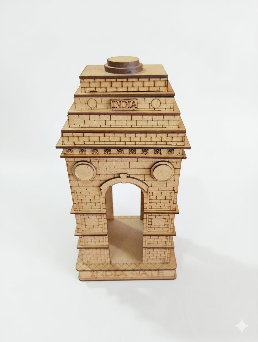 India Gate Wooden Miniature Replica, MDF Laser Cut Architectural Model, Decorative Showpiece