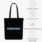Eco Right Canvas Tote Bags for Women with Zip, College Bag for Girls, 100% Organic Cotton Tote Bag for Shopping, Travel & beach bags for women (Youniverse)