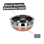 ALWAFLI 2 pcs Stainless Steel Copper Bottom Kitchen Serving, Cooking Bowl | Handi Set | Biryani Handi for Kitchen & Restaurant | Cookware Set | (2 pcs)