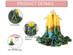 Alexvyan Satin Silk Summer Scarves 180 x 84 cm, Yellow Mountain Theme with Stitched Border, Lightweight Fashion Scarf for Women Sun Protection Stole