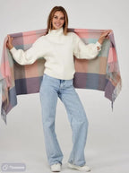 Alexvyan Female Winter Warm Long Stoles Shawls Big Checked Scarves Woolen Women Casual Scarf Soft Wrap For Casual Formal Occassions- 200Cm*70Cm (Green & Multicolor)