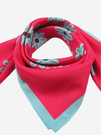 Beau Design Women's Stylish Square Polyster Trendy Digital Printed Fashion Head Neck Scarf Stole Wrap - Dark Pink Blue Large 29 X 29