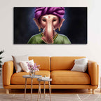 VIBECRAFTS Canvas Paintings for Living Room Drawing Room Portrait Of Ganesha Canvas Wall Painting Fitted With Wooden Frame For Home | Office | Living Room | Gifts (PTVCH_2503)