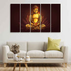 VIBECRAFTS Devotional Buddha Meditating Canvas Wall Painting For Home|Office|Living Room|Gift (PTVC5Pcs4_8618)