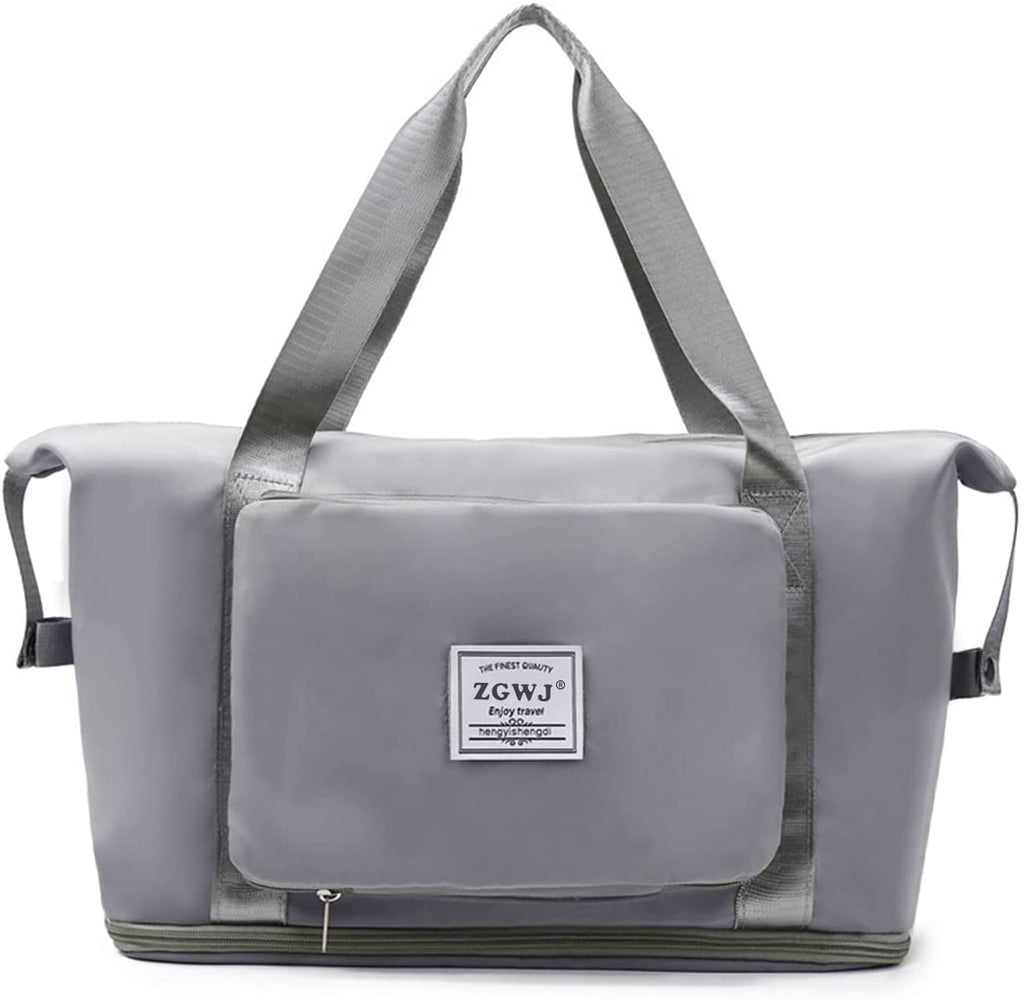 Viyaro Polyester Foldable Tote Bag | Expandable Design with Dry & Wet Separation, Waterproof Fabric, Multiple Pockets with Zipper & Lightweight Shoulder Carrying Comfort | Convenient Choice—Grey