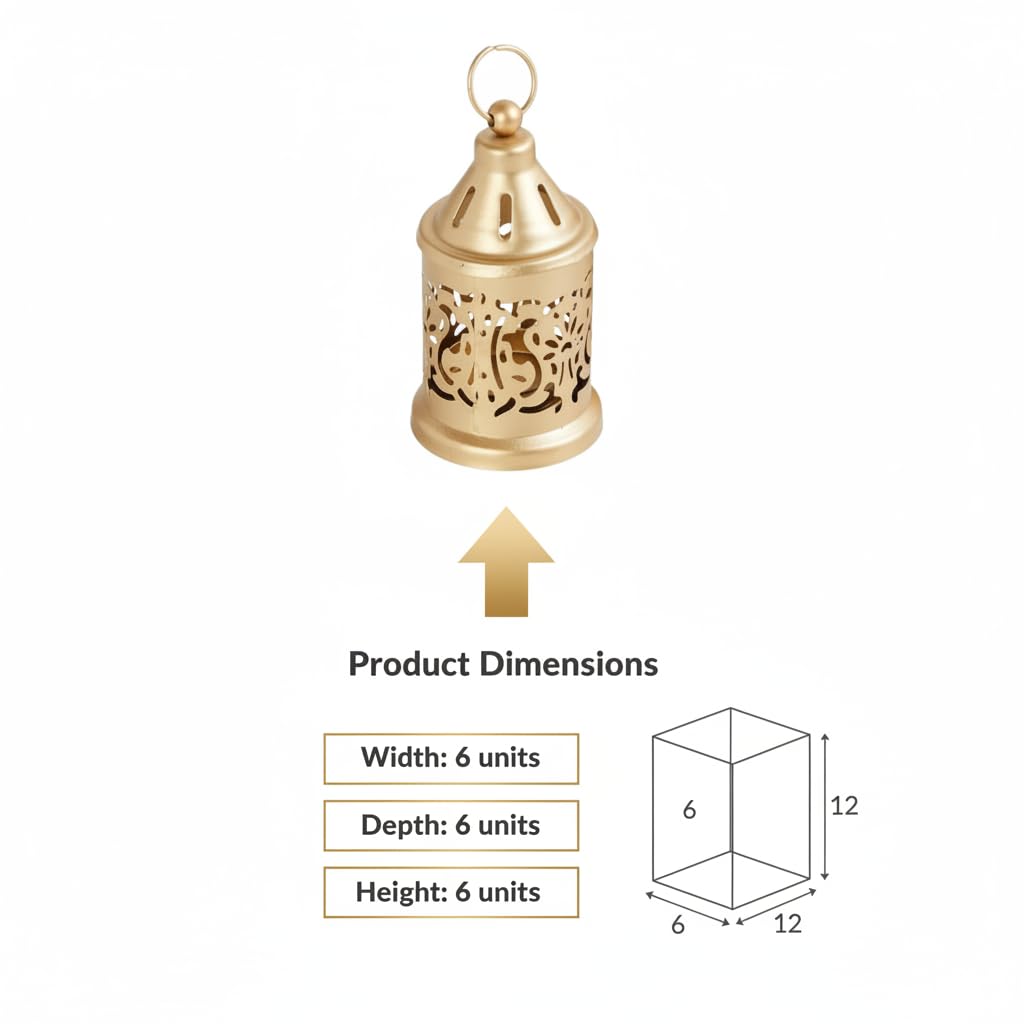Hanging Metal Tealight Candle Holder Lantern Set with LED Candle | Decorative Gold Hanging Lantern for Home Decor, Living Room, Dining Table, Balcony & Festive Gifting (Set of 1)