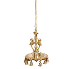 Artvarko™ Brass Bird Peacock with Double Parrot Traditional Wall Hanging Bell Diya with Chain Oil Lamp Diwali Puja Home Office Temple