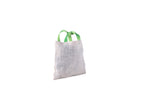 A Golden Fiber White Cotton Canvas Tote Bag with Green Handles | Eco Friendly Reusable Shopping Bag | Minimal Carry Tote