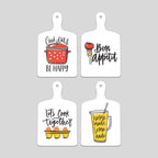 Artvibes Cook Eat And Be Happy Wall Decoration Items for Kitchen | Cafe | Restaurant | Quotes Decor Item | Printed Wall Decoration | Kitchen Quotes Decor Item | Wall Poster (WH_5603NN), Set of 4