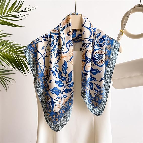 squishy Scarf for Women Stylish, Silk Scarf for Women, Ideal Fashion Accessory for Daily Use, Office and Wedding, Travel (blue)