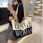 THE SACK CO. Large Canvas Tote Bag for Women, Tote Handbags for Women with Zipper & Inner Pocket for College, Shopping, Office(white)