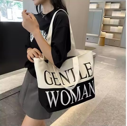 THE SACK CO. Large Canvas Tote Bag for Women, Tote Handbags for Women with Zipper & Inner Pocket for College, Shopping, Office(white)