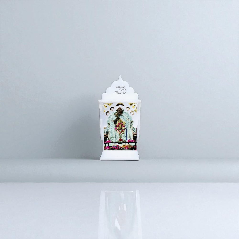 Niya KRAFTS White Acrylic Sanwariya Seth Temple Shrine, 10x10x 4 cm, Traditional Hindu Religious Altar for Home, Wall Mountable