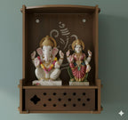 EXPRO Wooden Wall Mounted Pooja Mandir for Home & Office, Wooden Temple for Home Decor Hanging Pooja Stand for Idols | Height: 5 | DIY (Do-It-Yourself) (Height 5 | Ganesh Ji Design-1)