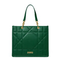 Fargo Matrix Tote Bag for Women | Vegan Leather Handbag with 15-Inch Laptop Compartment, Smooth Zip | Stylish Office, College & Daily Use Tote | Made in India (Green)