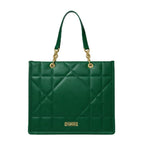 Fargo Matrix Tote Bag for Women | Vegan Leather Handbag with 15-Inch Laptop Compartment, Smooth Zip | Stylish Office, College & Daily Use Tote | Made in India (Green)
