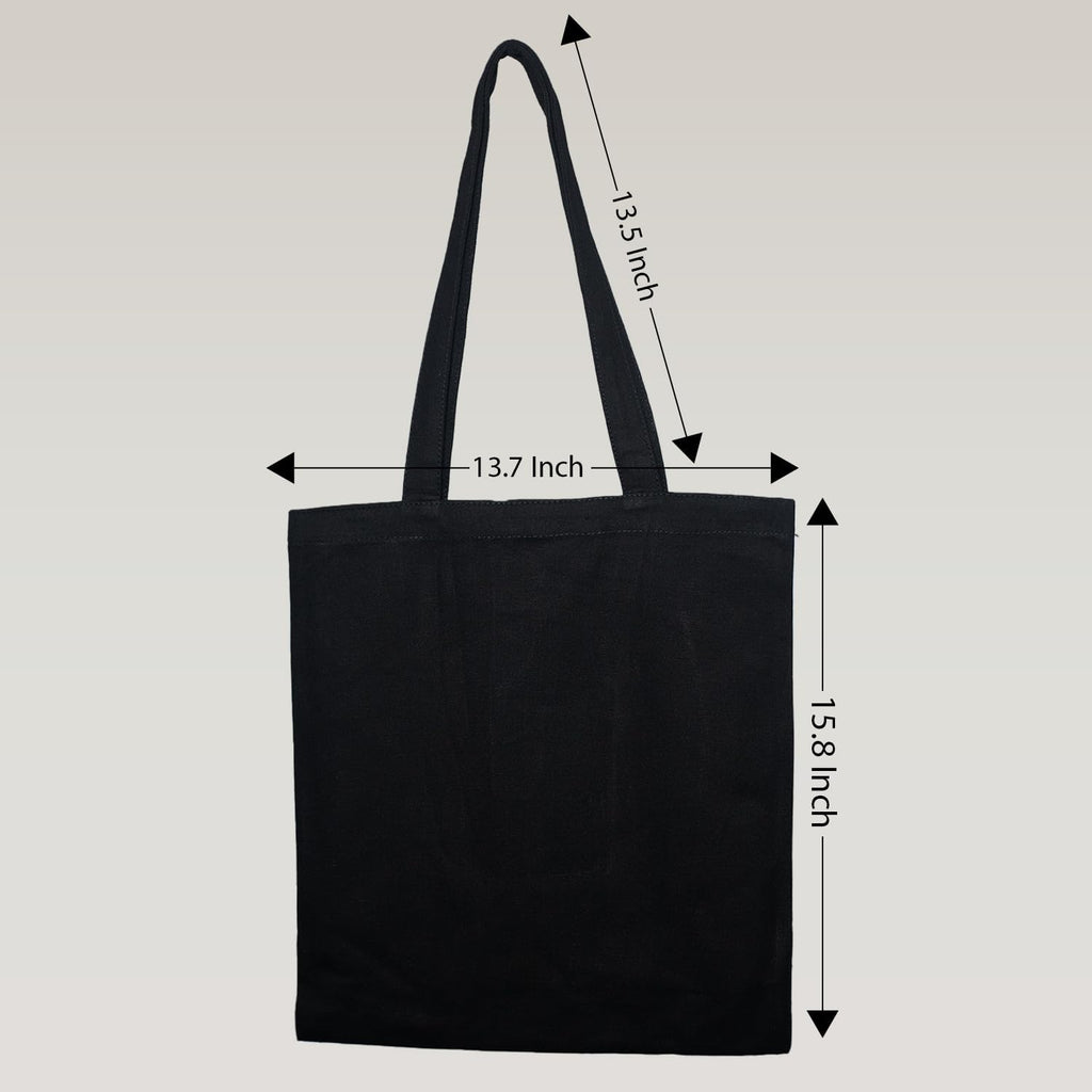 Tedhi Medhi Family Cotton Canvas Bhaiya Theek Theek Lagao Tote Bag (Black,15x13 Inch)