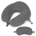 ALN® Premium Velvet Travel Neck Pillow with Eye Mask Combo for Travelling and Sleeping in Airplane Flight, Car, Train, Bus for Men & Women Head Rest Neck Holder Pillow for Pain Relief & Deep Sleep