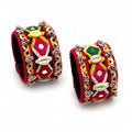 Maulika Creation Navratri Special Handmade Mirror Work Kada Set for Women & Girls – Multicolor Traditional Garba Dandiya Festival Bangles with Beads & Ghungroo, Set of 2