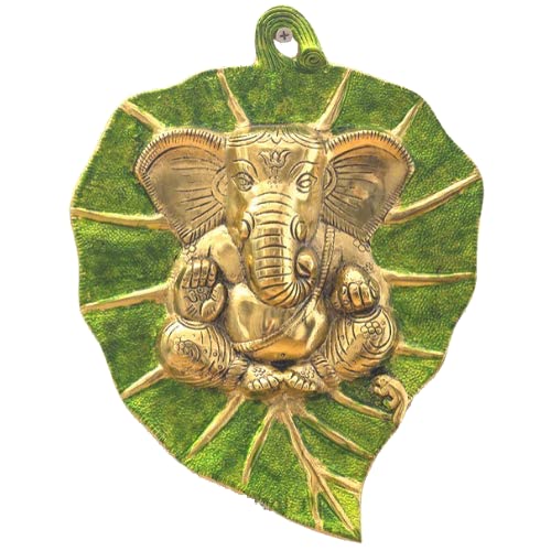 Prince Home Decor & Gifts Wall Hanging Ganesh on Leaf with Meenakari Work Decorative Showpiece