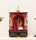 CRAFT TREE Wooden Pooja Mandir Without Door | Solid Wooden Pooja Mandir For Puja Room (Red), 9 Inch, 16 Inch