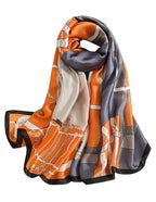 SWANKY Silk Stoles For Women Stylish Latest, Scarf for ladies & Girls, Head Neck Scarves, duppatta for girls (Orange & Blue)