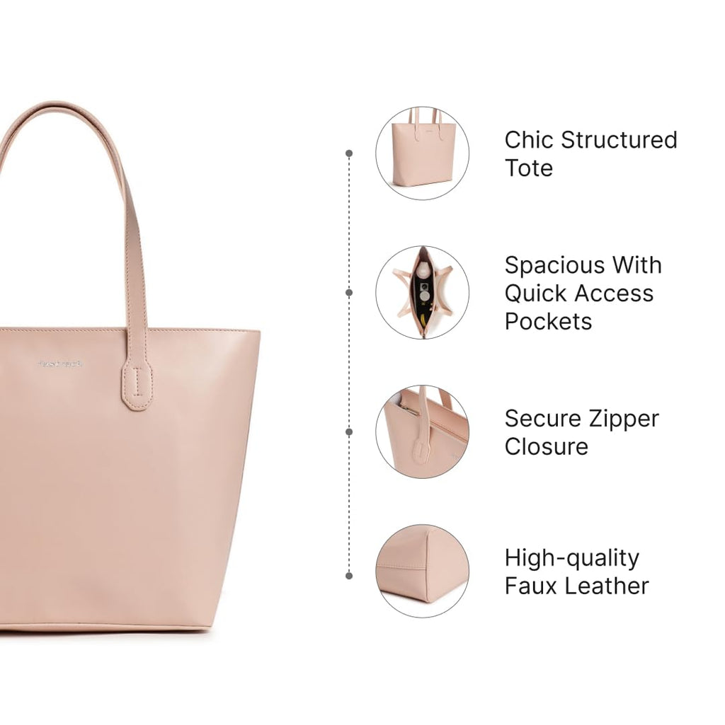 Fastrack College Tote Bag for Women, Girls and Ladies | Made of Premium Faux Leather | Fits Upto 13 Laptop | Ladies Purse Handbag