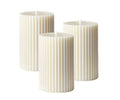 atorakushon Soy Wax Pillar Candle Set of 3 Pcs Ribbed Scented Pillar Candles 2x3''inches for Home Decor Diwali Wedding Valentine Church x-Mass (White)
