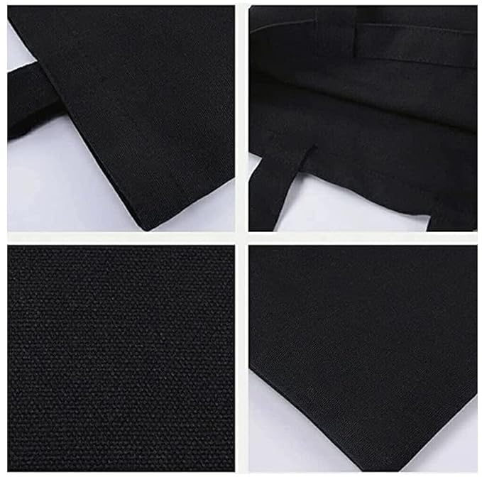 Women Tote Bag Black with Zipper | Large Capacity Canvas Shoulder Handbag | Stylish Reusable Shopping & Office Bag (Pack of 7)