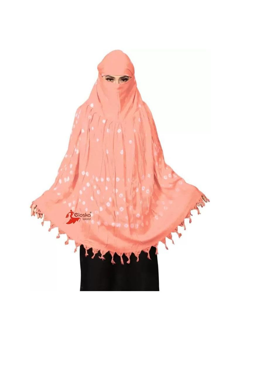 DHRUNA Cotton Long Scarf Cum Mask for Women & Girls | Breathable Bandhani Printed Cotton Scarf | Sun Protection Lightweight Face & Neck Cover for Driving, Travel & Daily Use