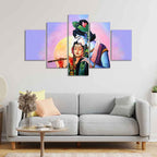 VIBECRAFTS Radha Krishna Canvas Wall Painting Set of Five Panels For Home|Office|Living Room|Gift (PTVC5Pcs1_5549)