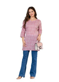 Women Floral Print Tunic Kurta (in, Alpha, M, Regular, Pink)