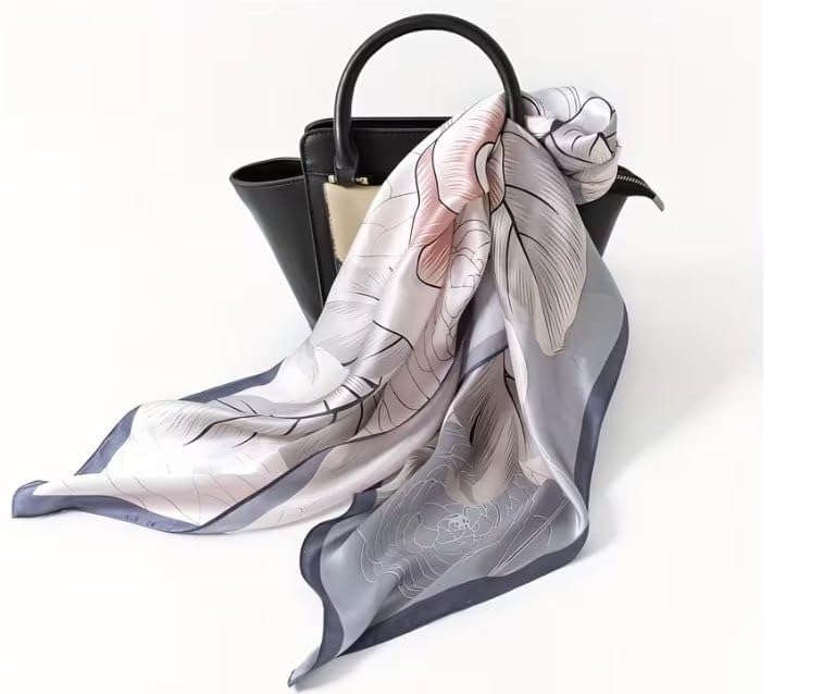 Wirkqeez Women Floral Scarf Soft Elegant Printed Stole, Lightweight Fashion Wrap Shawl, Single Flower
