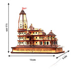 eXme Ram Mandir Ayodhya 3D Model | Handcrafted Wooden Ram Mandir with Light | Perfect for Home Decor, Spiritual Altars, Religious Gifts, Car Dashboard (with Light)