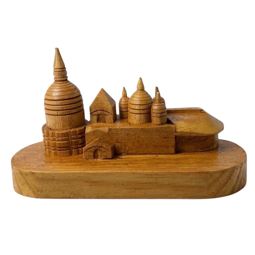 Handcrafted Wooden Kamakhya Temple Model – 13x4.5x7.5cm | Assam Souvenir | Temple Replica Showpiece | Gift & Decor | Traditional Indian Handicraft (Small)