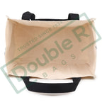 DOUBLE R BAGS Heavy Duty Canvas Grocery Bag with Side Pockets, Reusable Shopping Tote with Handles, Large Multipurpose Cotton Bag for Grocery, Jhola, Beach, Picnic, Travel. (Black, Pack of 2)