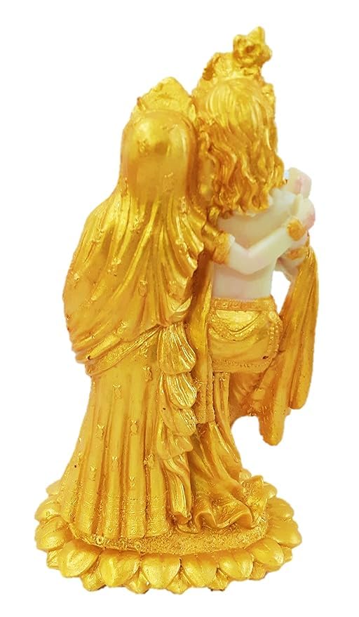 Griscon Radha Krishna Idol, Radhakrishna Murti, Radhe Krishna Statue for Home Decoration, Car Dashboard, Office Desks, Pooja Room, Gifting (19 cm Height) (Resin, Golden)
