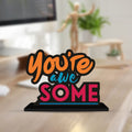 Artvibes Wooden Idols and Figurine You're Awesome Quote Table Decor for Office Desk|Home Decoration|Living Room|Modern Art Wood Showpiece Home Decor Gifting Item (SP_1109)