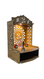 PIXELCRAFTS Wooden Temple Puja Mandir Art and Crafts Temple for Home, Shop, Office with LED SPOT Light (Size – H 15.5X L 11.5 x W 11 inch) (COACHWOODREGULAR)