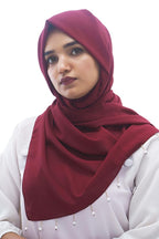 Urshia Georgette Pearl Hijab With Moti Latkan and Diamond Accents for Women (Maroon)