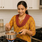Copper Bottom Sauce Pan Tea Maker Milk Coffee pan bhgoni Stainless Steel Sauce Pan with Handle, Flat Base, Tea Pan, Milk Pan Tapeli Patila, Pot (Copper -1000 ml)