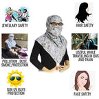 Switchon Rayon Anti Pollution Full Face Scarf UV Sun Rays Protection Scarf For Women - Free Size (Grey Multi) For Female