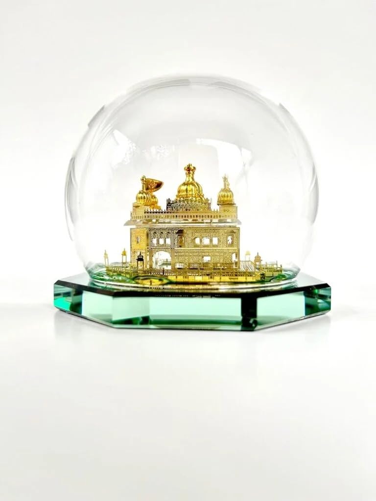 THESIKHCLUB – Premium Golden Temple Model | 24K Gold Plated Miniature Idol (9cm Round) | Shri Harmandir Sahib Replica for Home Decor, Car Dashboard, Diwali & Punjabi Housewarming Gift