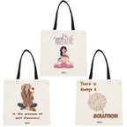 ATVI.FIT Trendy Cotton Close Zip Tote Bags for Women Designs - 15.5x15 - Perfect for College, Office, Yoga, and Everyday Use (Set of 3)